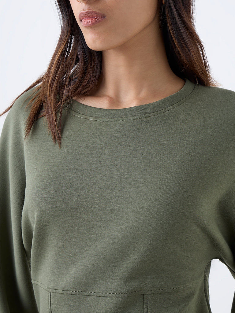 LOV Olive Solid Sweatshirt
