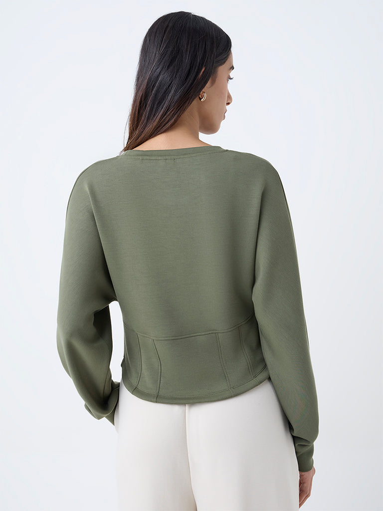 LOV Olive Solid Sweatshirt