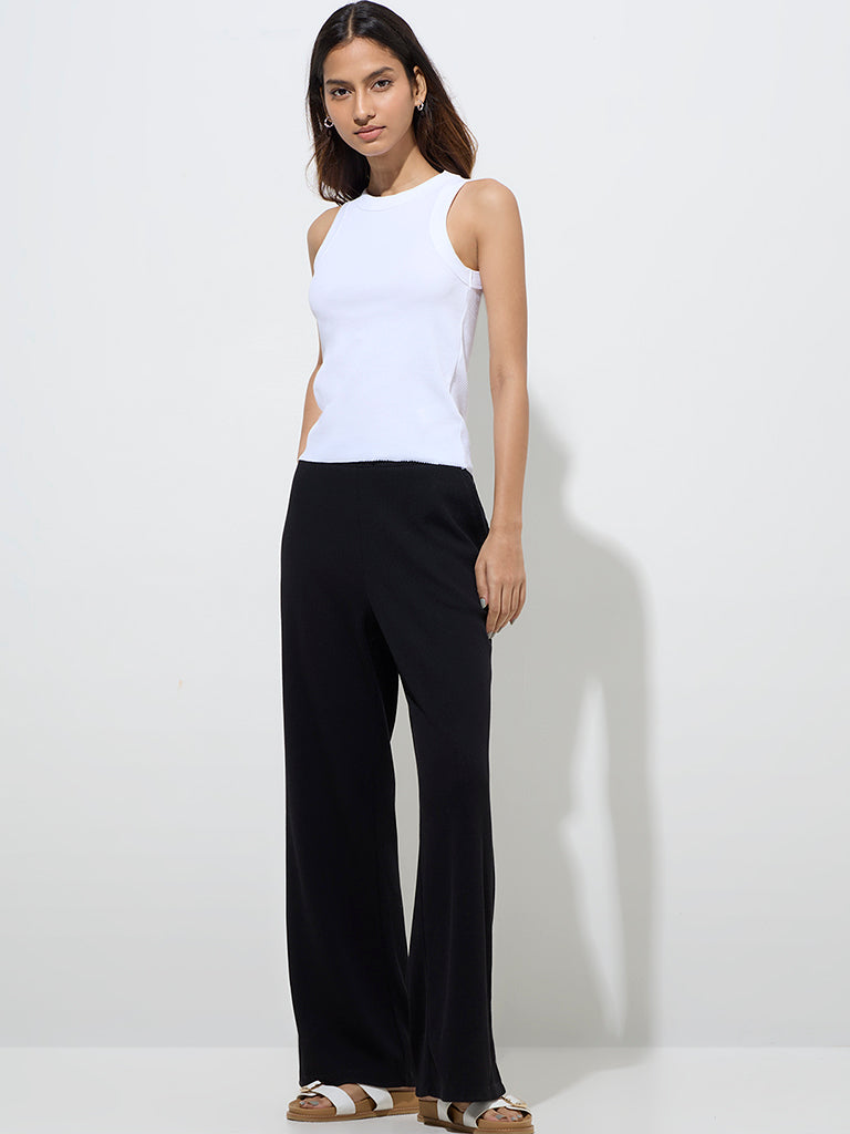 Superstar White Ribbed-Textured Cotton-Blend Tank Top