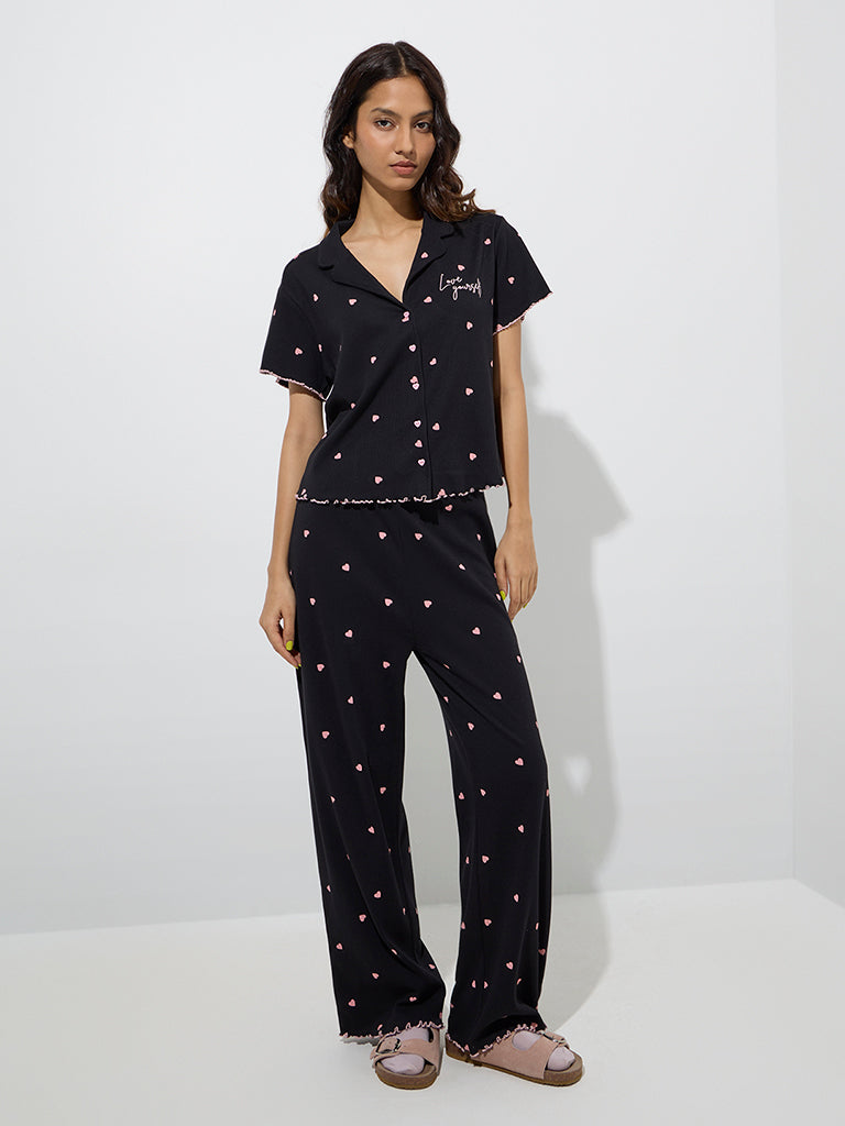 Superstar Black Heart Printed Cotton Shirt