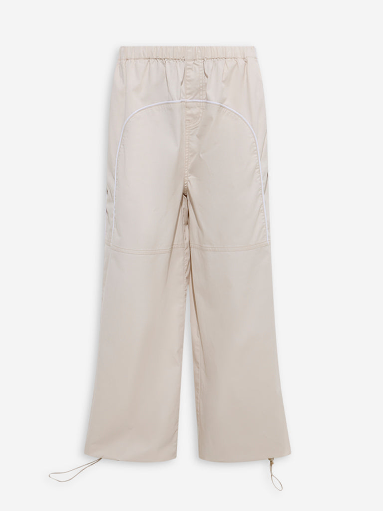 Buy Nuon Off-White Harem-Style Mid-Rise Cotton-Blend Pants