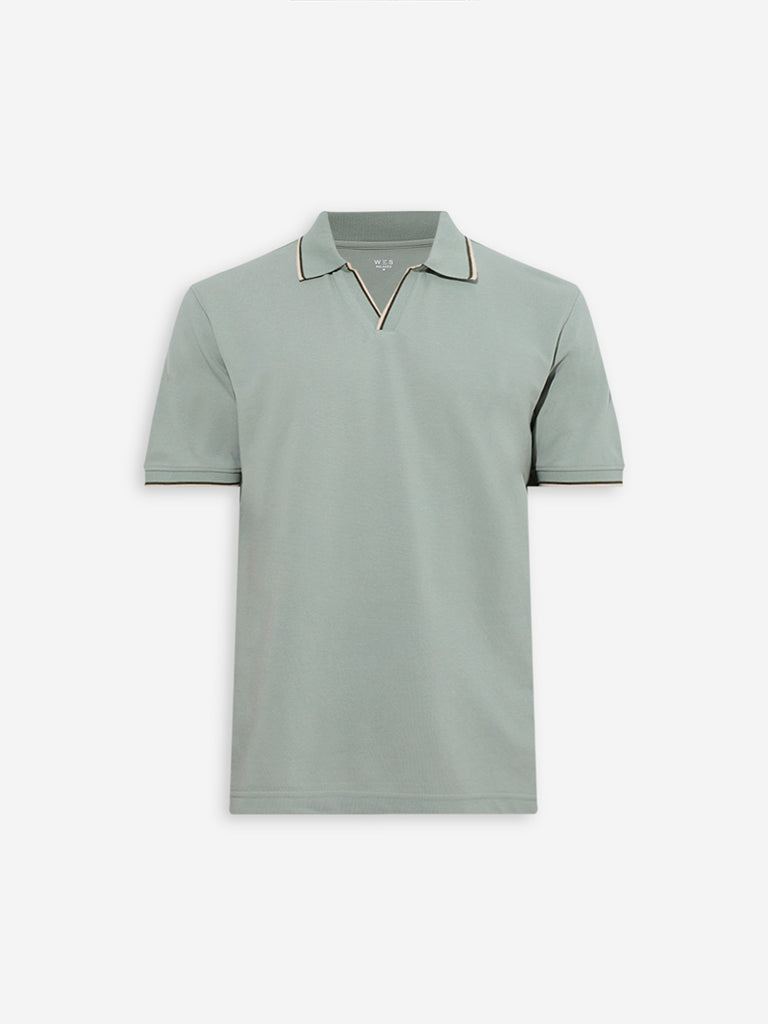 WES Casuals Sage Relaxed-Fit Cotton-Blend Polo T-Shirt