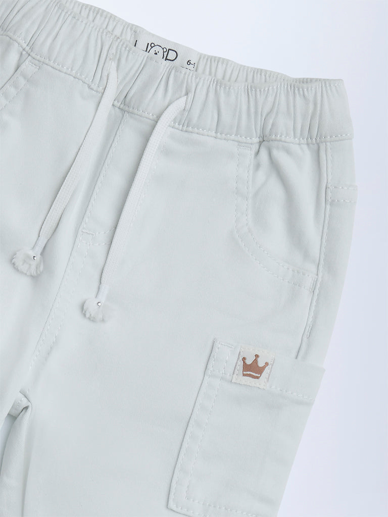 HOP Baby Boys White Mid-Rise Cotton-Blend Joggers