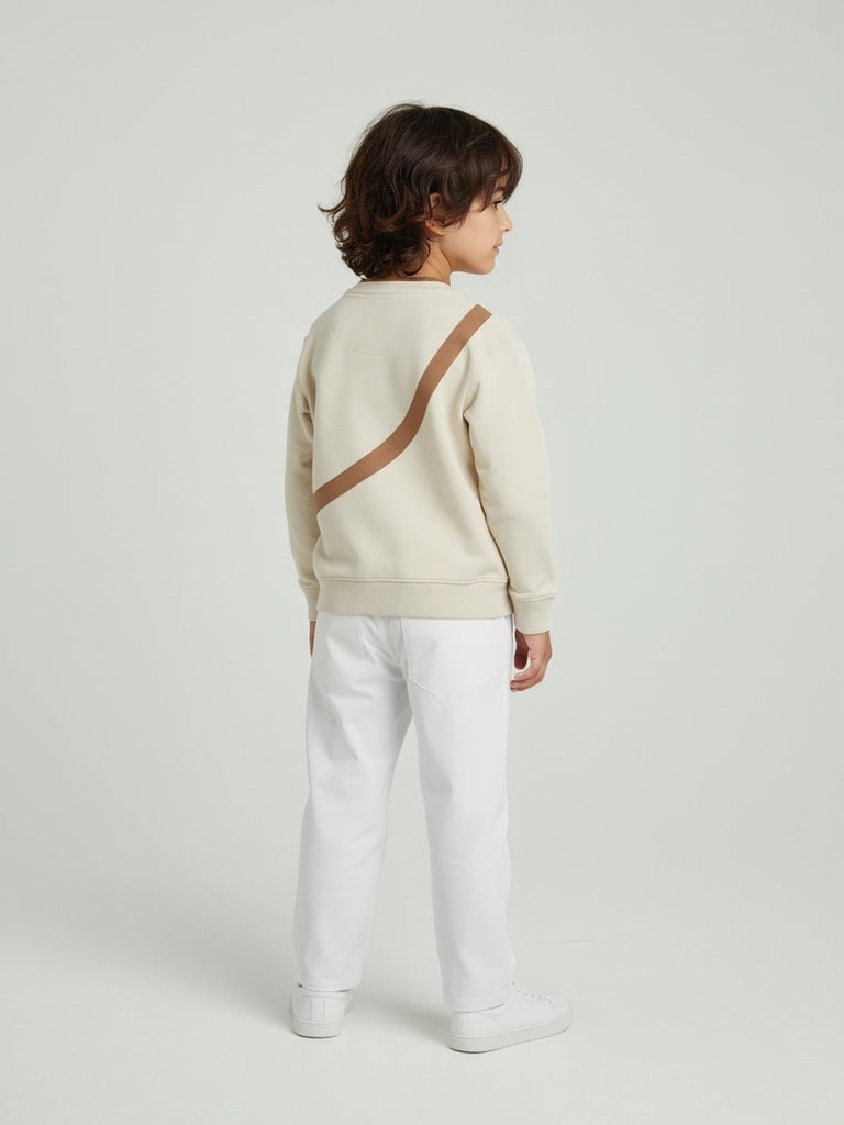 HOP Kids Boys Beige Animal Design Cotton-Blend Sweatshirt