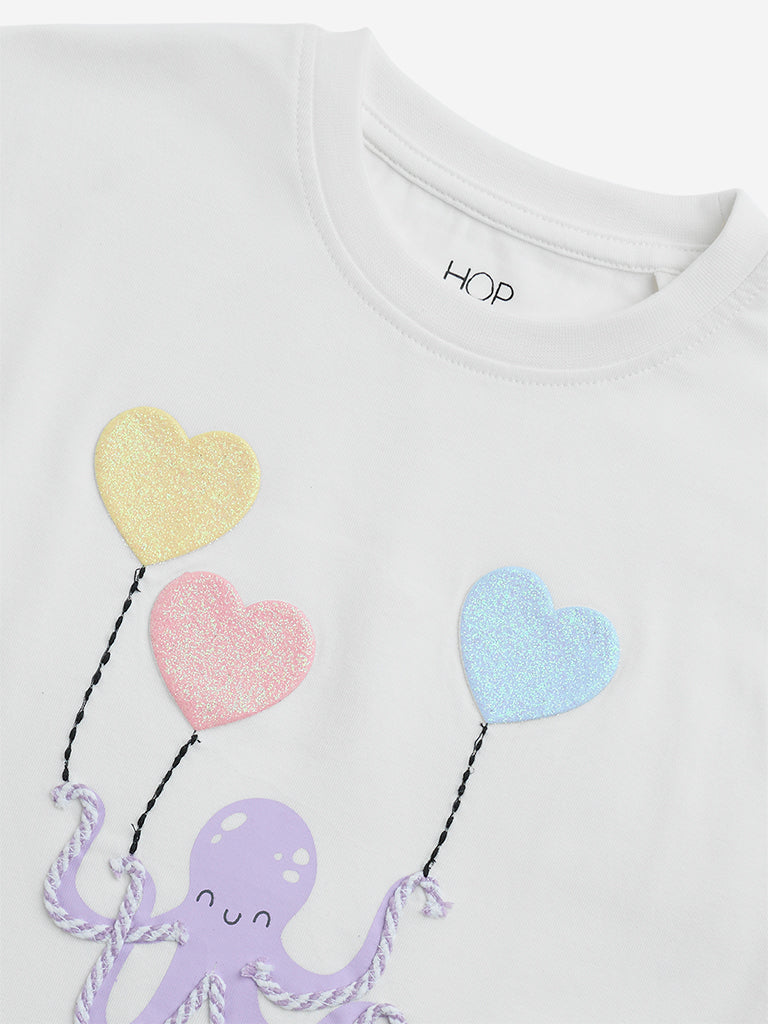 Westside HOP Kids White Printed Cotton Top for Casual Wear Zoomed View