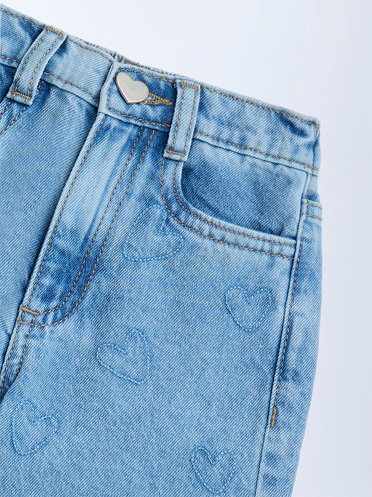 Buy HOP Kids Light Blue Straight-Fit High-Rise Jeans from