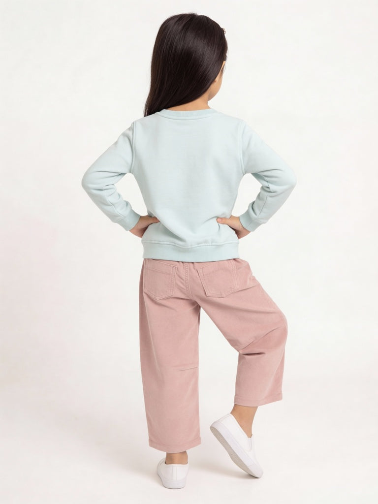 HOP Kids Girls Dusty Rose High-Rise Cotton-Blend Trousers