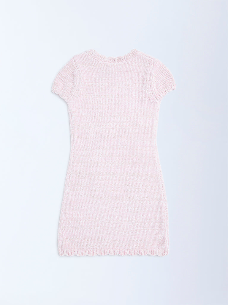 HOP Kids Girls Pink Knitted Bodycon Dress