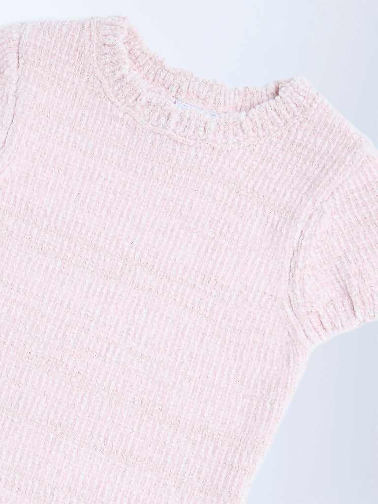 HOP Kids Girls Pink Knitted Bodycon Dress