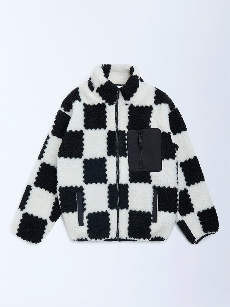 Boys Black and White Fleece Jacket