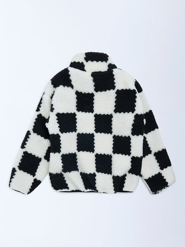 Boys Black and White Fleece Jacket