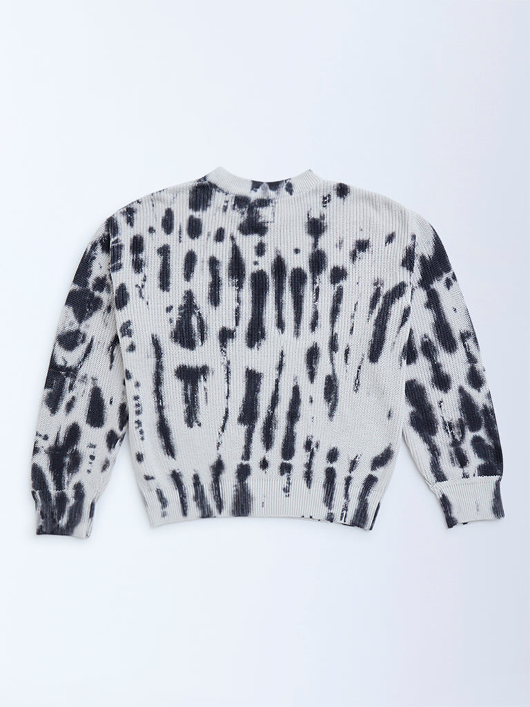 Tie Dye Off White Grey Jumper Off-White Grey And Off-White Tie-Dye