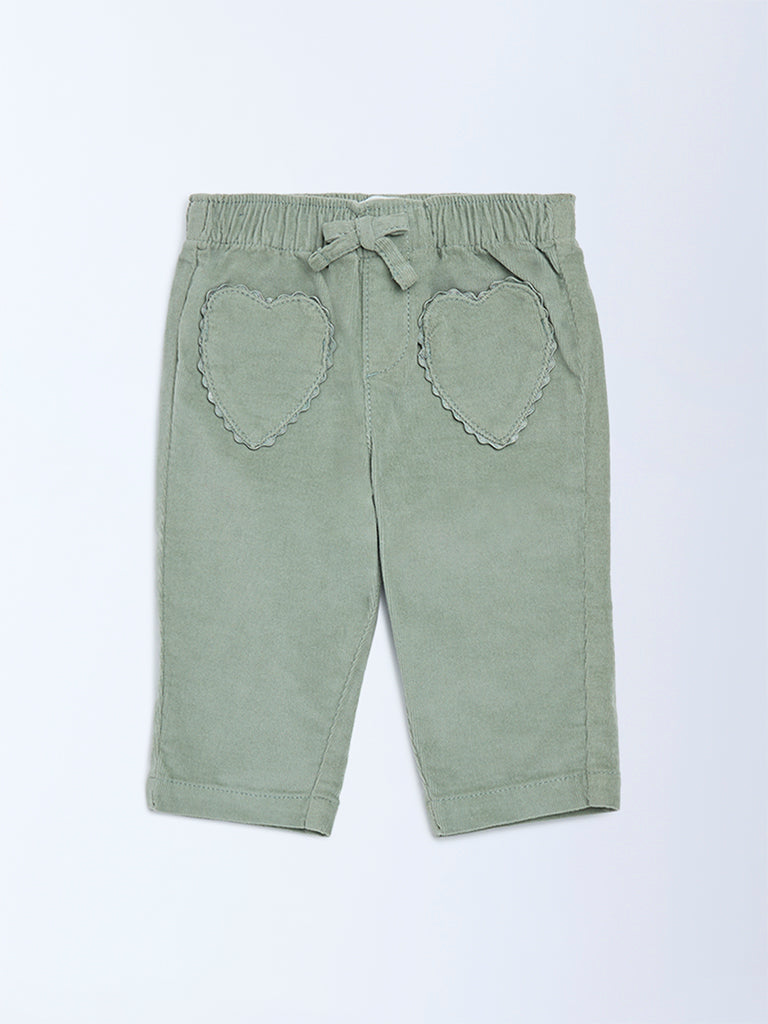 HOP Baby Girls Sage High-Rise Corduroy Trousers
