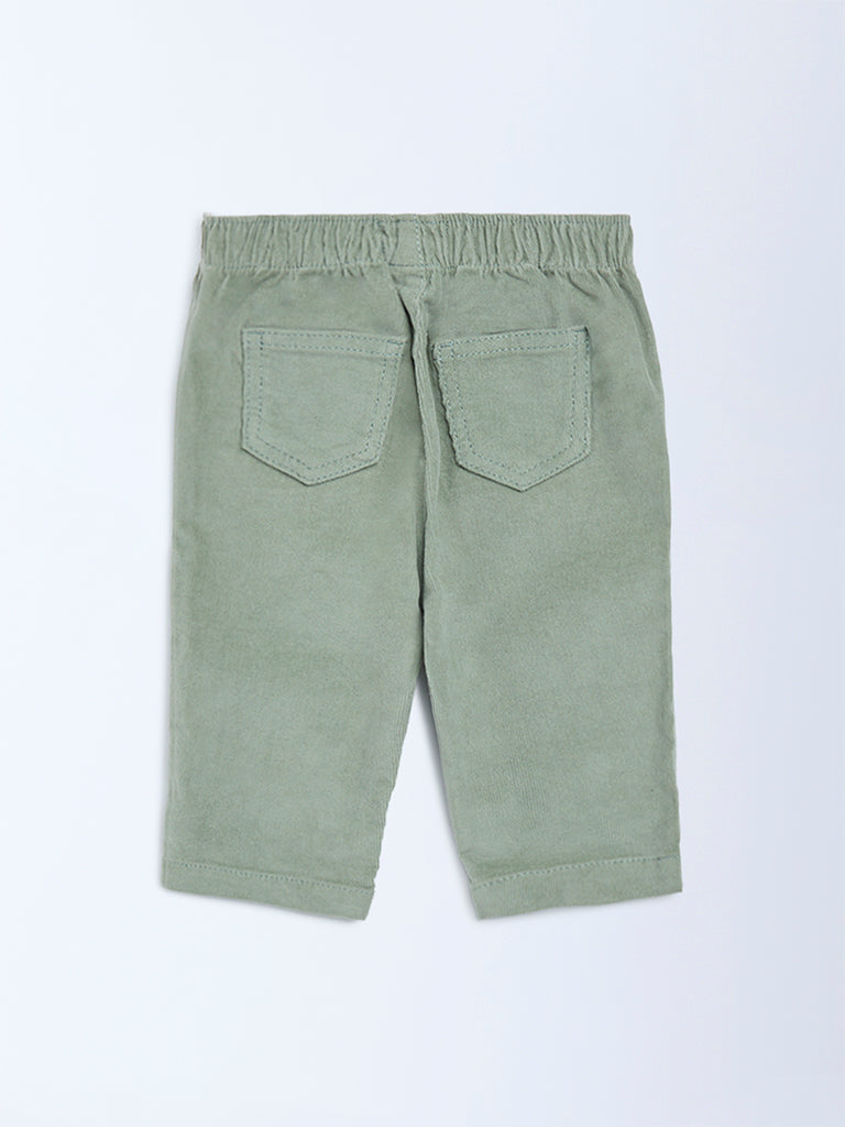 HOP Baby Girls Sage High-Rise Corduroy Trousers