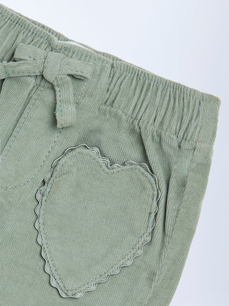 HOP Baby Girls Sage High-Rise Corduroy Trousers