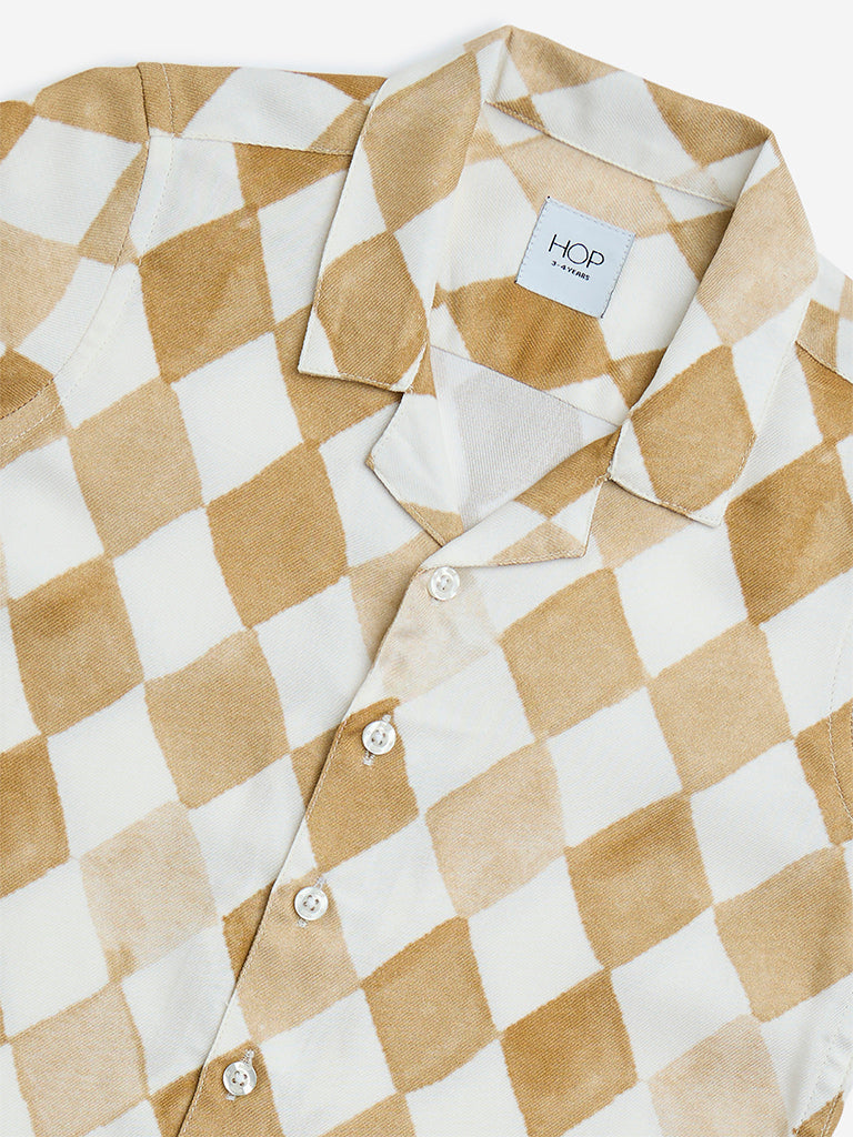 Westside HOP Kids Taupe Geometric Printed Shirt for Casual Wear Zoomed View