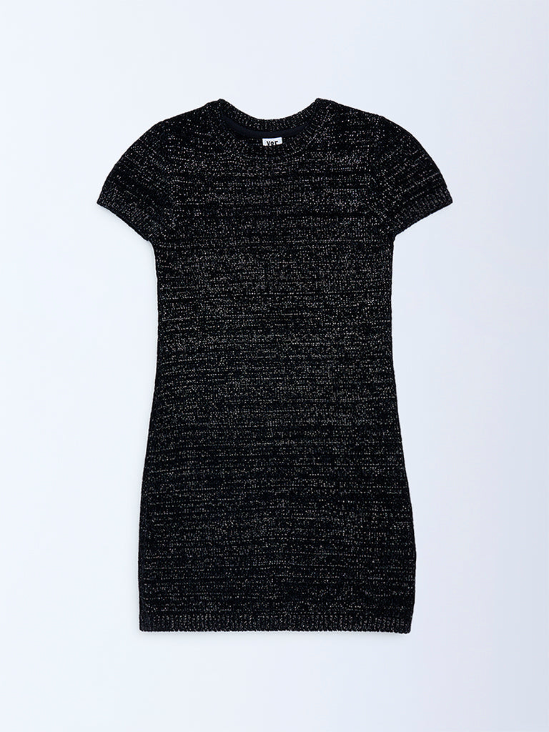 Y&F Kids Girls Black Knitted Bodycon Dress