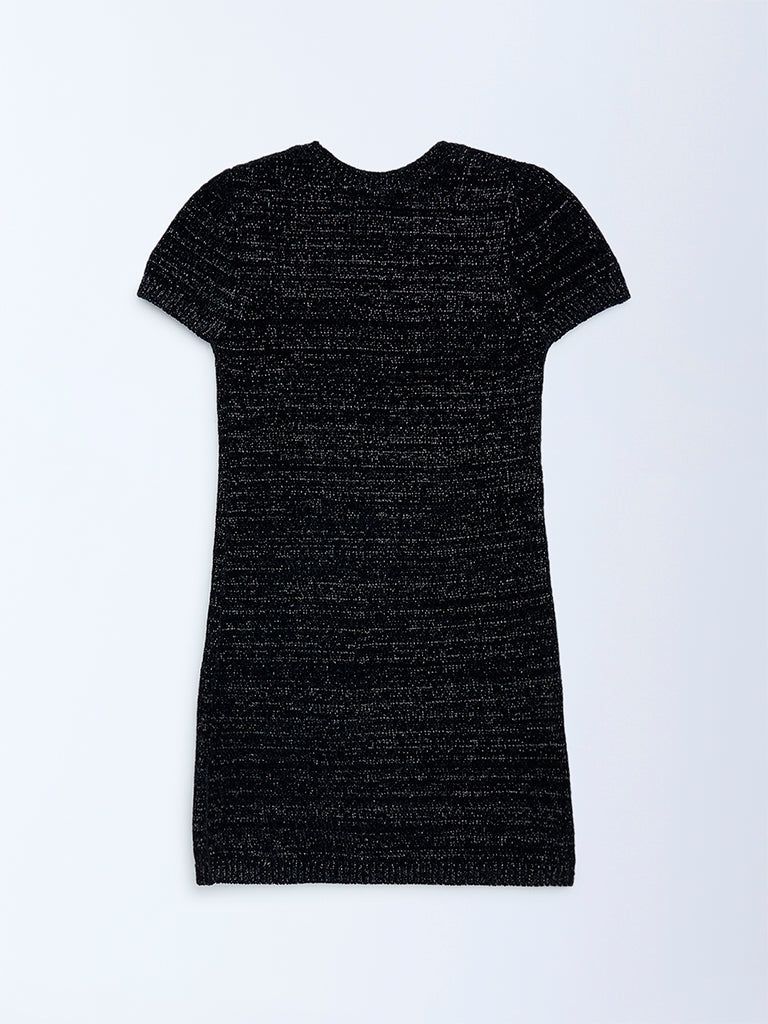 Y&F Kids Girls Black Knitted Bodycon Dress