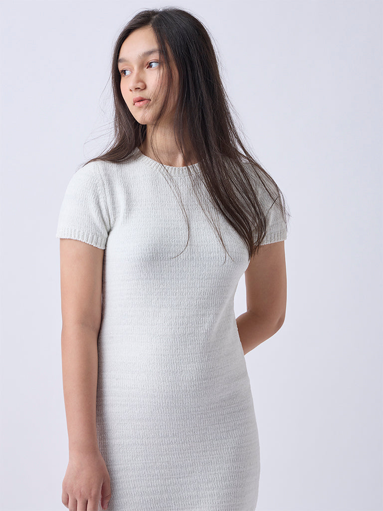 Buy Y&F Teen Girls White Knitted Bodycon Dress from Westside Buy Y&F Teen Girls White Knitted Bodycon Dress from Westside