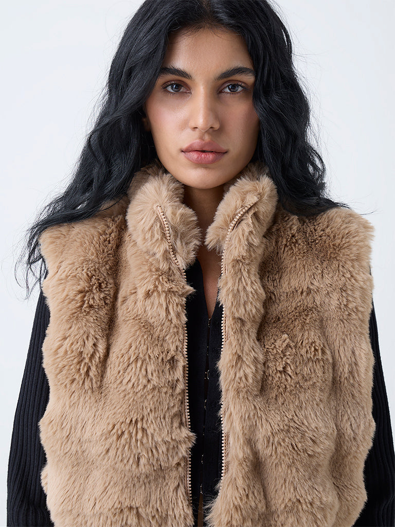 Nuon Beige Faux-Fur Jacket