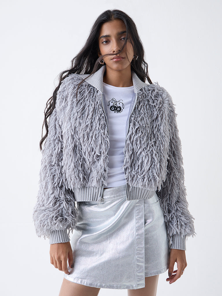 Nuon Grey Faux-Fur Jacket
