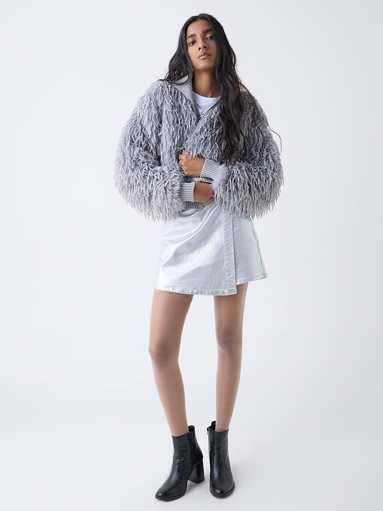 Nuon Grey Faux-Fur Jacket