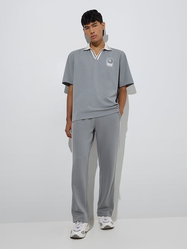 Studiofit Grey Relaxed-Fit Polo T-Shirt
