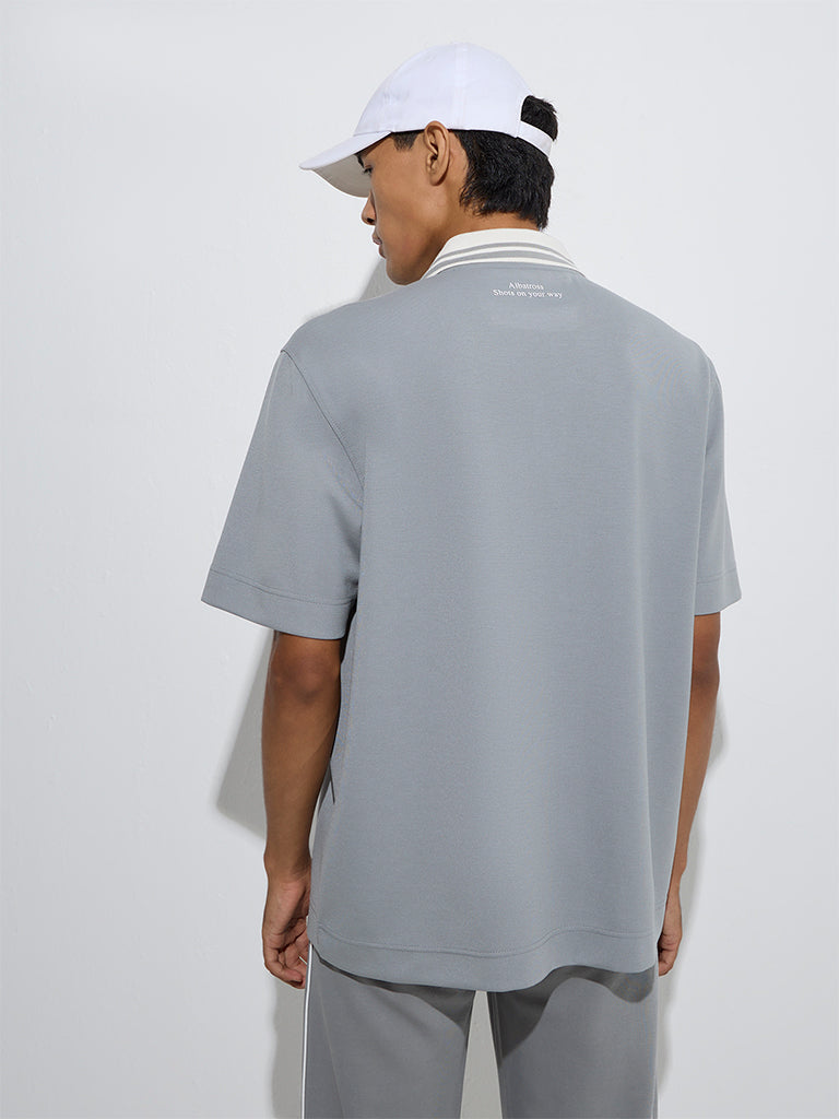Studiofit Grey Relaxed-Fit Polo T-Shirt