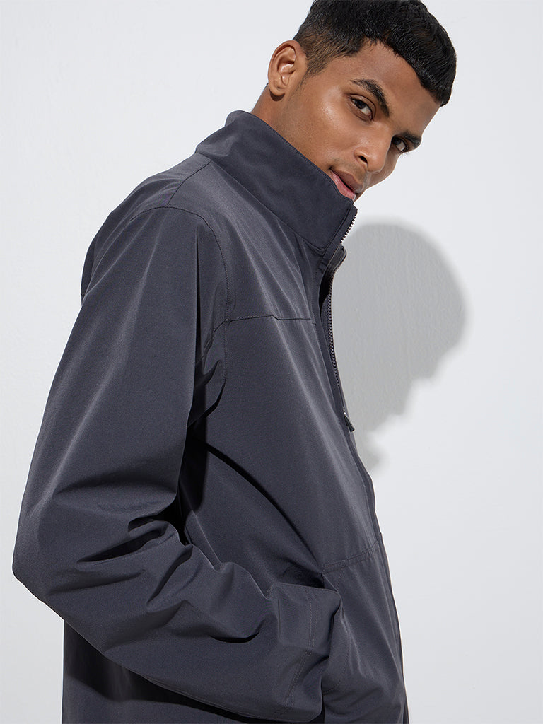Westside Studiofit Men's Charcoal Solid Relaxed-Fit Jacket for Sports Wear Zoom View