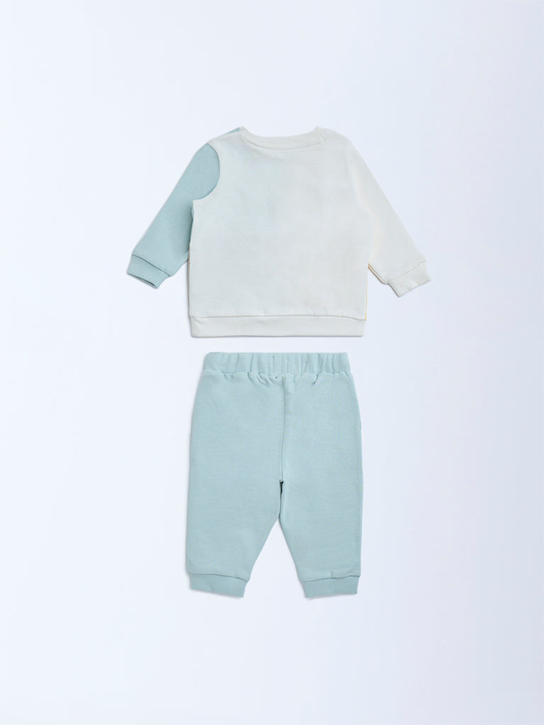 Westside HOP Baby Boy's Multicolour Animal Design Cotton T-Shirt and Joggers Set for Casual Wear Back View