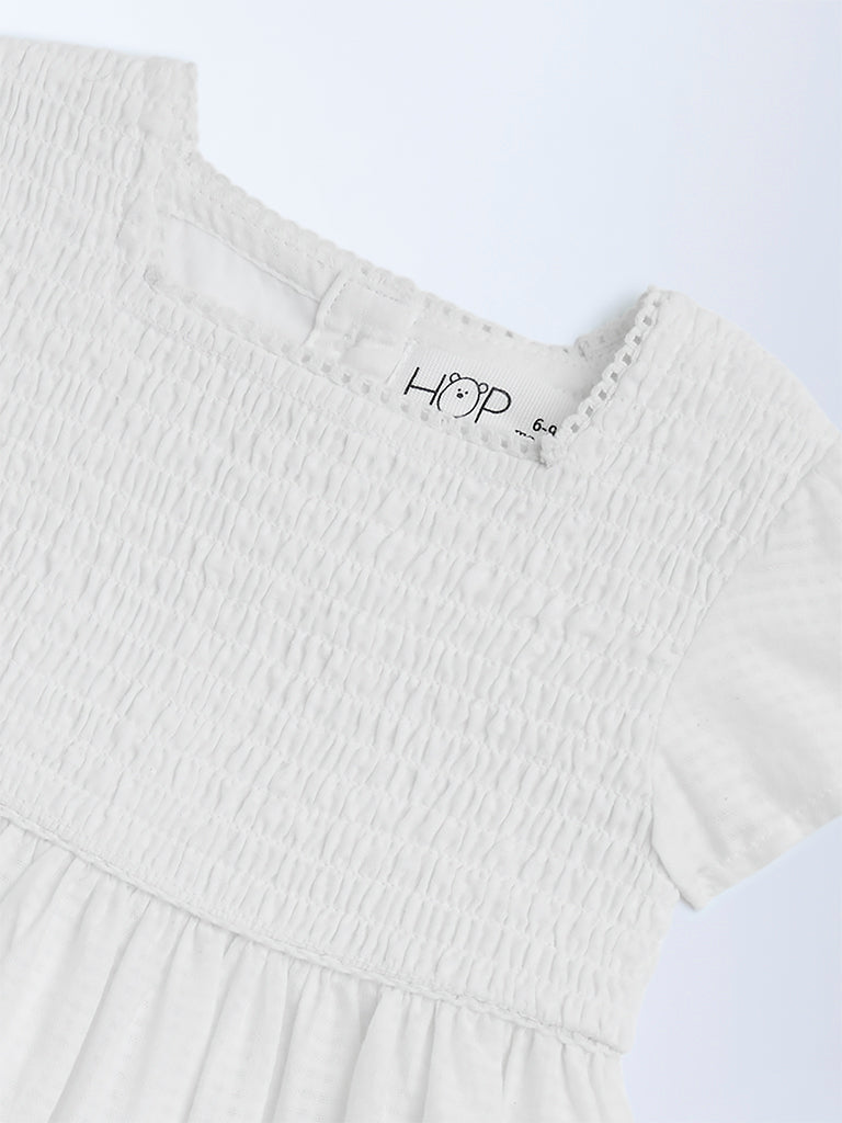 Westside HOP Baby Girl's White Rainbow Detailed Cotton A-Line Dress for Casual Wear Zoomed View