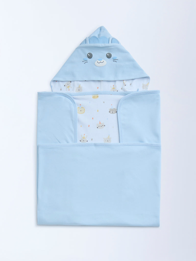 HOP Baby Blue Animal Themed Cotton Blanket