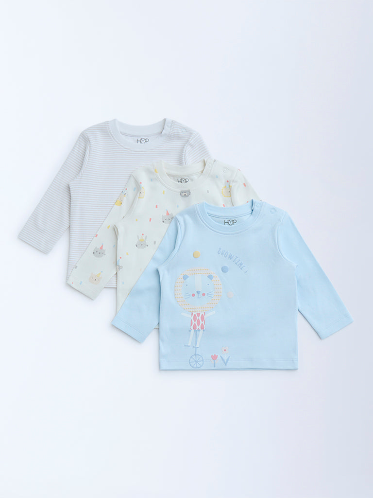 HOP Baby Multicolour Printed Cotton T-Shirts - Pack of 3