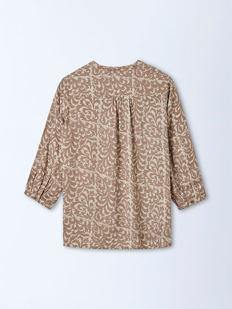 Utsa Taupe Printed Tunic