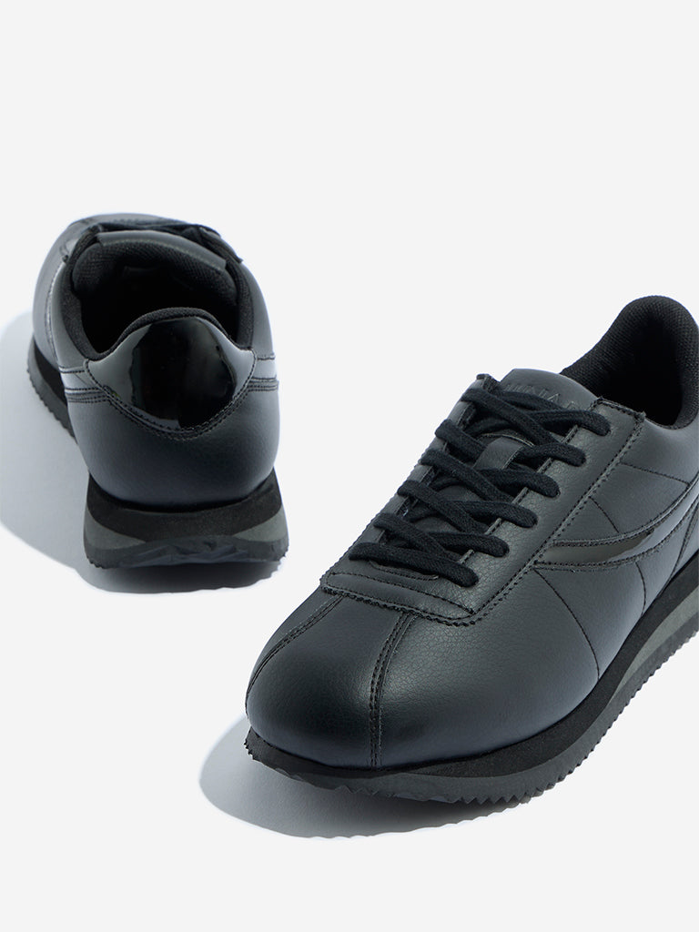 Westside LUNA BLU Women's Black Lace-Up Sneakers for Casual Wear Top View