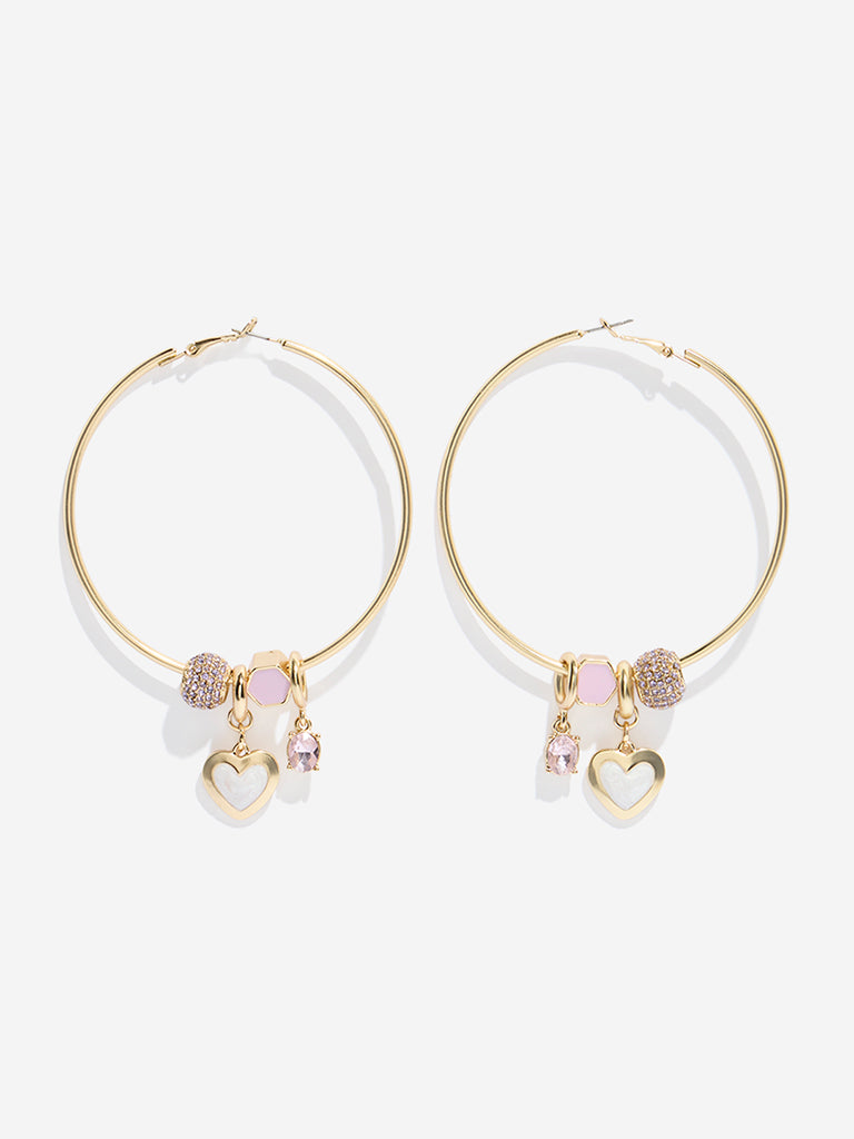 Westside Accessories Gold Charms-Detailed Hoop Earrings