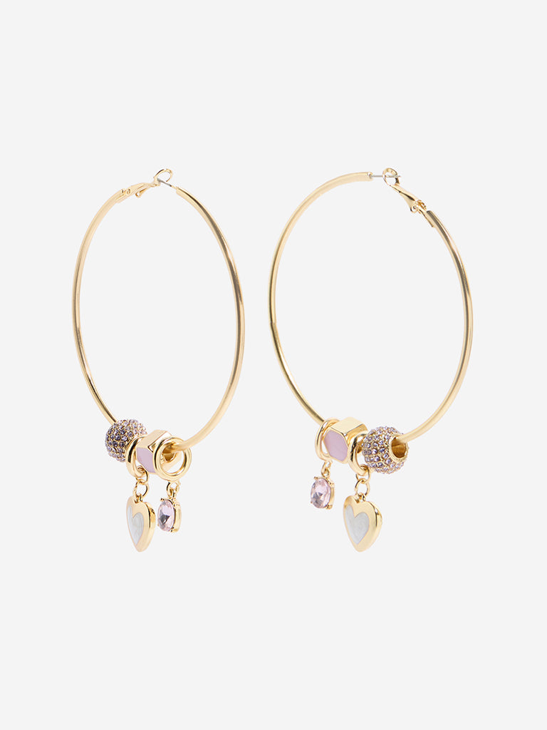 Westside Accessories Gold Charms-Detailed Hoop Earrings
