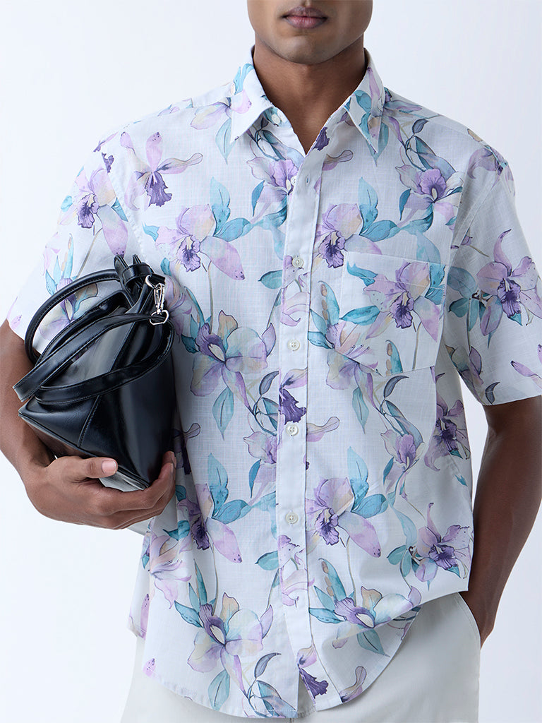 Westside WES Casuals Men's Multicolour Floral Relaxed-Fit Cotton Shirt for Casual Wear Zoomed View
