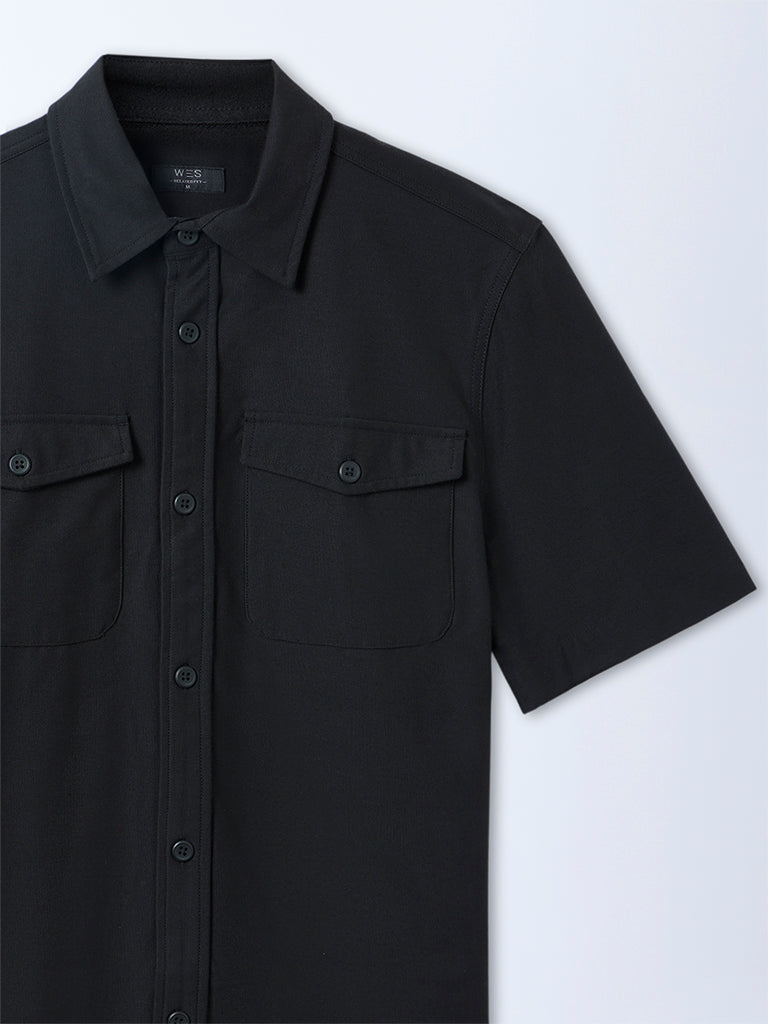 WES Casuals Black Relaxed-Fit Shirt