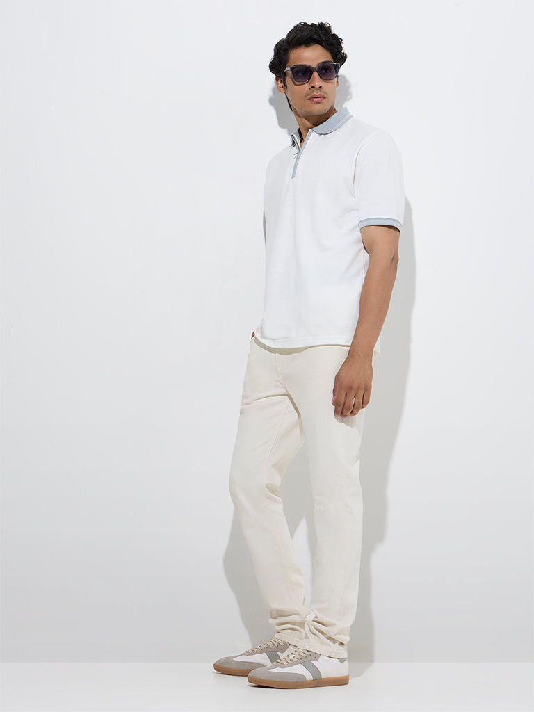 Buy WES Casuals White Relaxed-Fit Polo T-Shirt from Westside