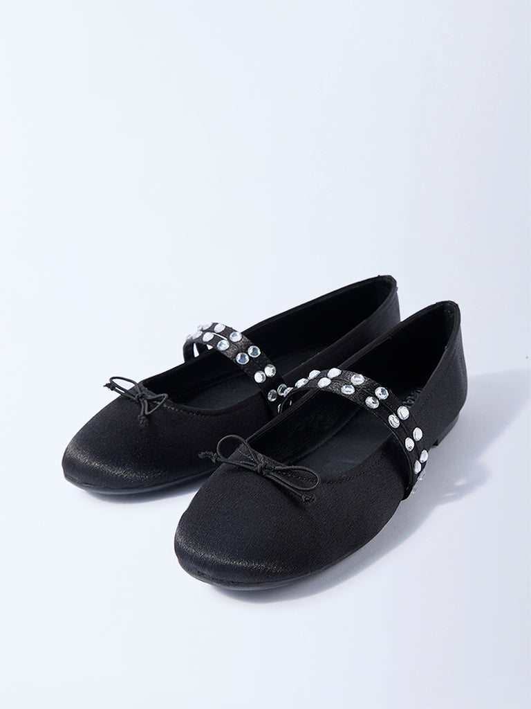 LUNA BLU Black Diamante Embellished Mary Jane Shoes