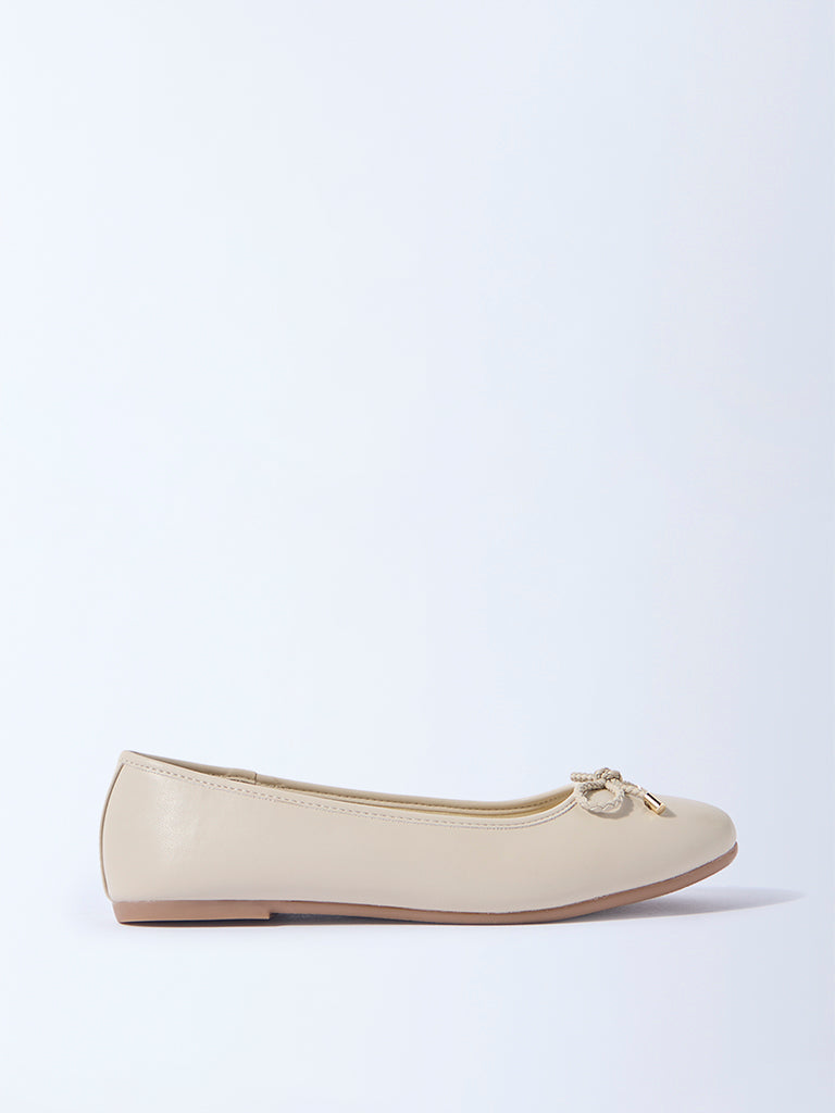 Westside LUNA BLU Women's Ivory Bow Design Ballerina for Casual Wear Side View