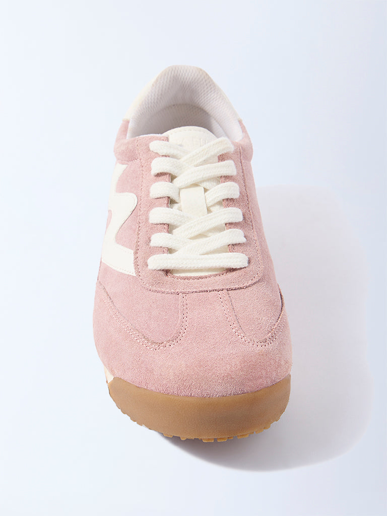 LUNA BLU Blush Pink Suede Lace-Up Sneakers