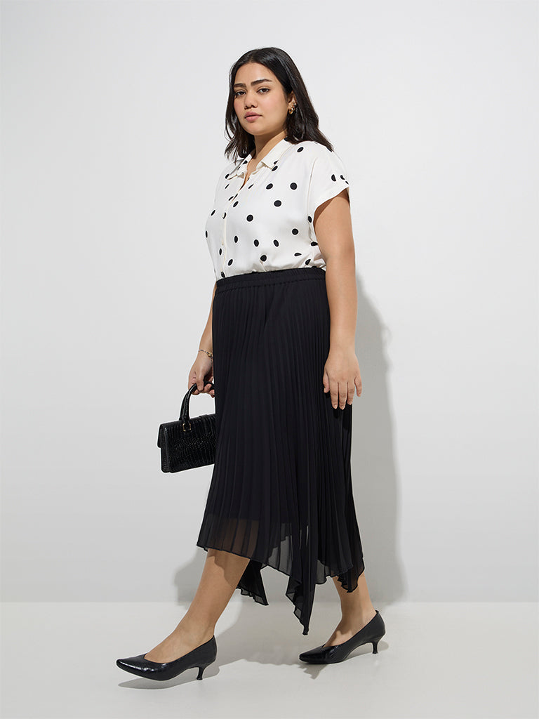 Westside Gia Women's White Polka Dots Printed Shirt for Casual Wear Full View
