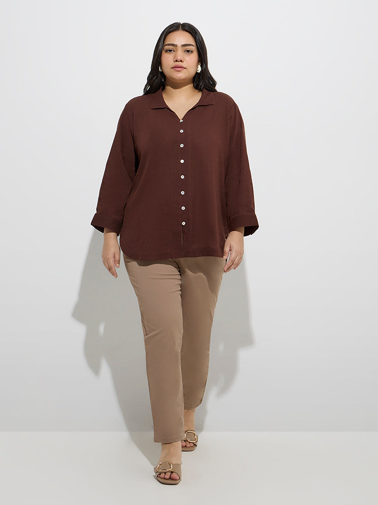 Westside Gia Women's Taupe High-Rise Cotton-Blend Jeggings for Casual Wear Full Model View