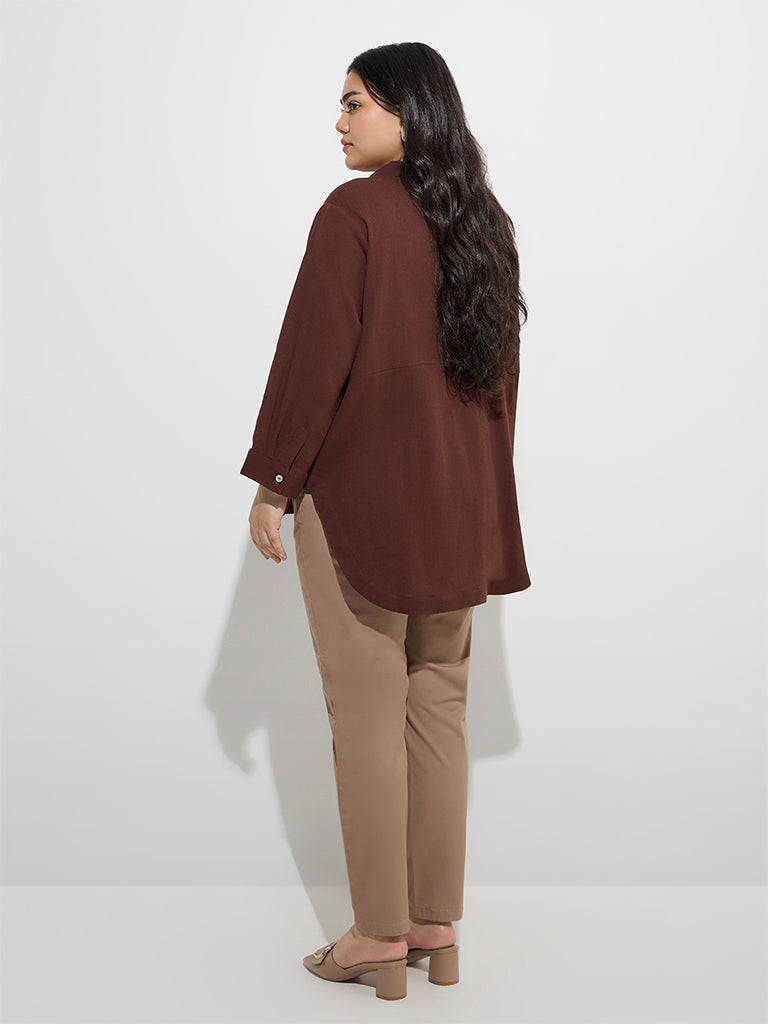 Westside Gia Women's Taupe High-Rise Cotton-Blend Jeggings for Casual Wear Back View