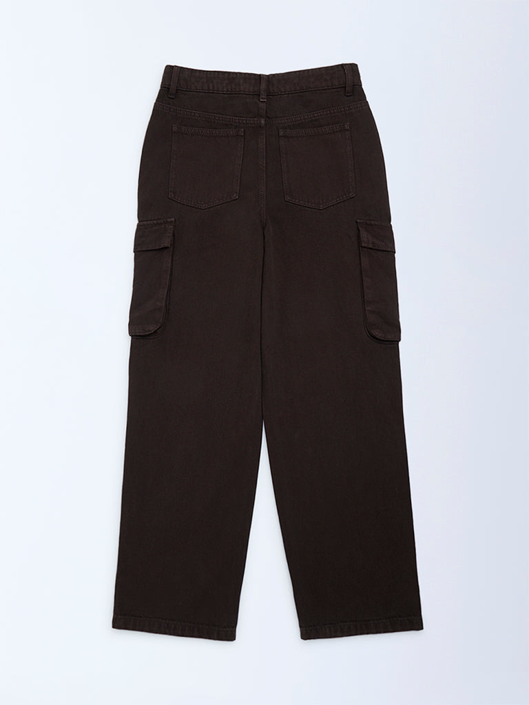 Boys Brown Relaxed-Fit Mid-Rise Jeans