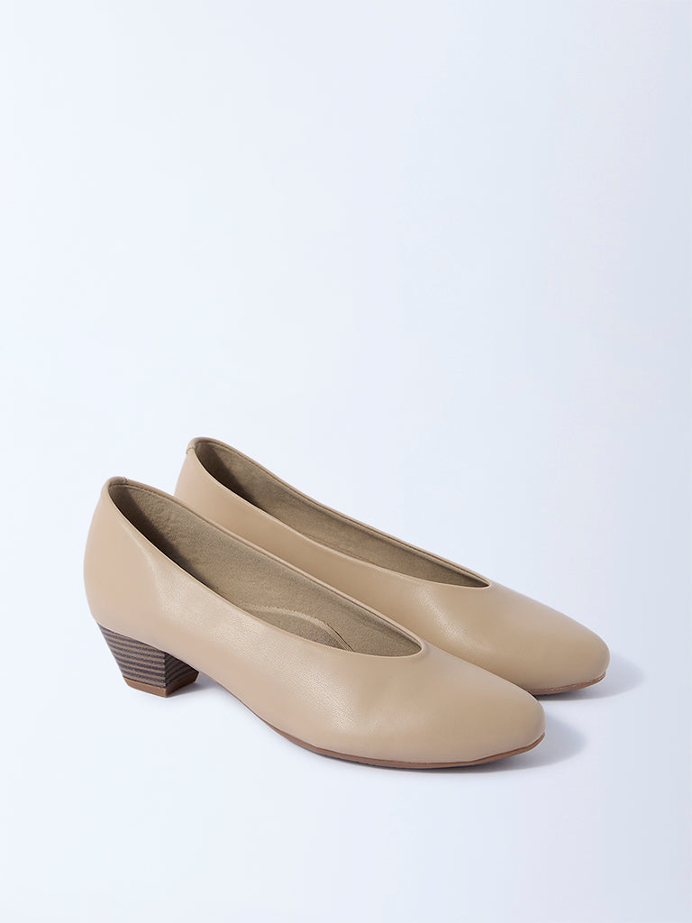 Buy LUNA BLU Light Taupe Solid Pump Shoes from Westside