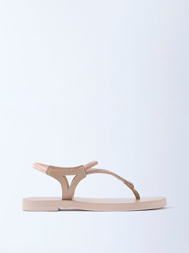 LUNA BLU Light Pink Diamante-Detailed Slingback Sandals