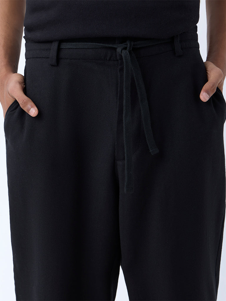 Westside ETA Men's Black Relaxed-Fit Mid-Rise Chinos for Casual Wear Zoomed View